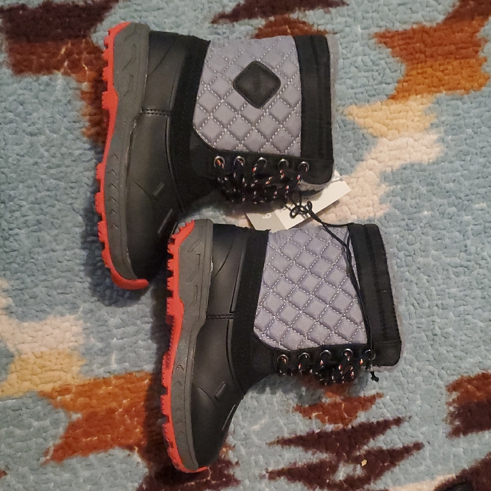 Carter's Black, Grey, And Red Quilted Kids Boots